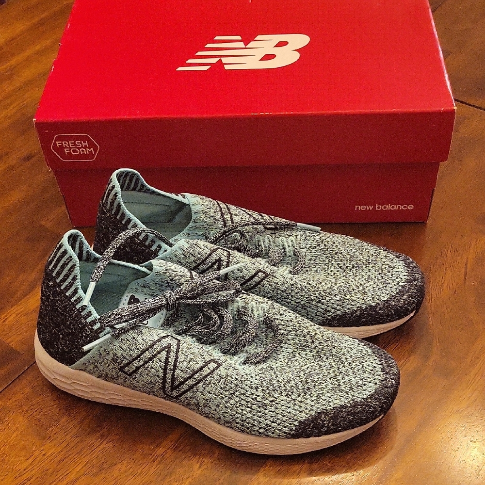 New Balance Fresh Foam Sneakers in Sea Foam Green and Dark Gray